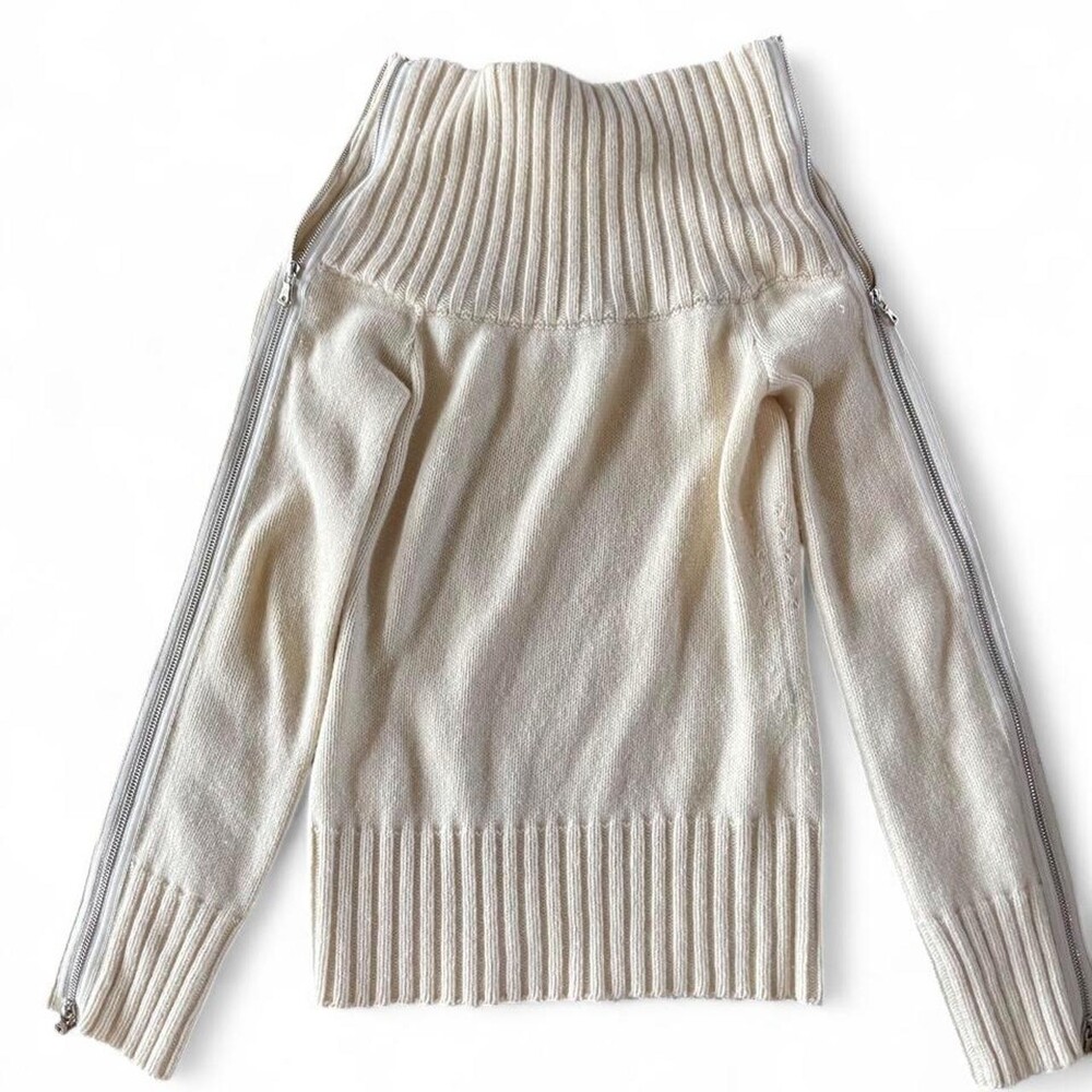 RARE Vintage Dolce & Gabbana Ivory Zip-Up Deconstructed Knit Sweater Y2K